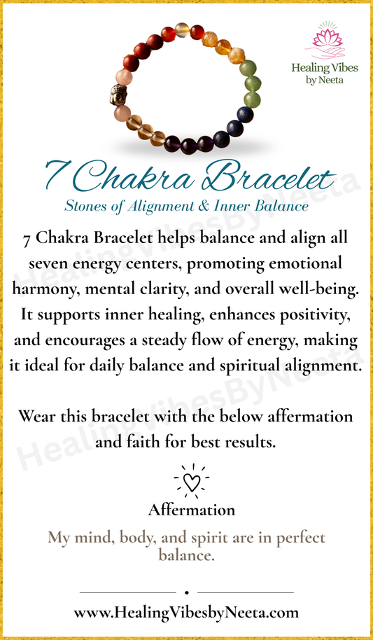 7 Chakra Balance Bracelets - Description Card