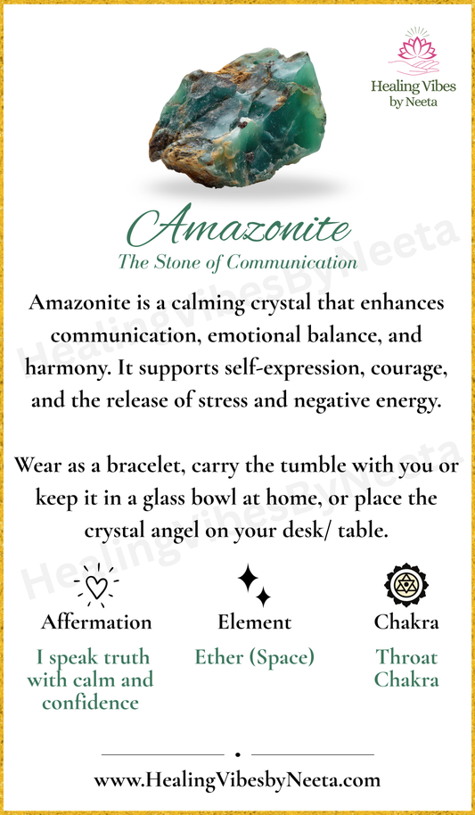 Amazonite Round Bead Bracelets - Description Card