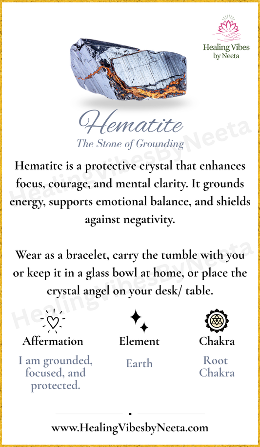 Hematite Round Bead Bracelets - Description Card