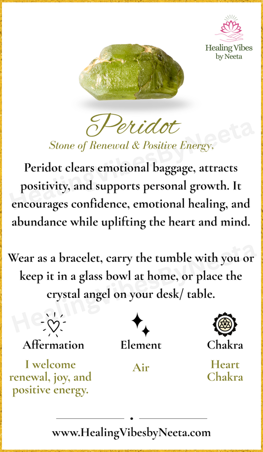 Peridot Round Bead Bracelets - Description Card