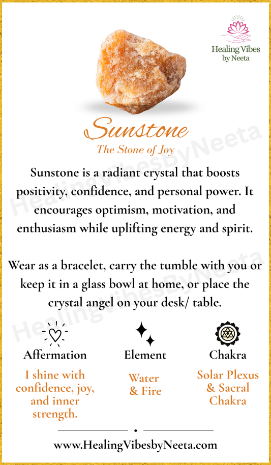 Sunstone Tumble Stones - Description Card