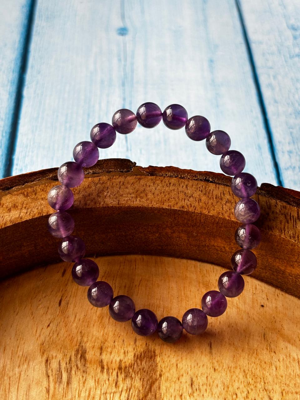 Amethyst Round Bead Bracelets - Without Buddha