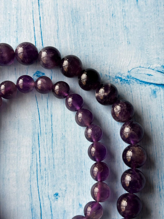Amethyst Round Bead Bracelets - With Buddha