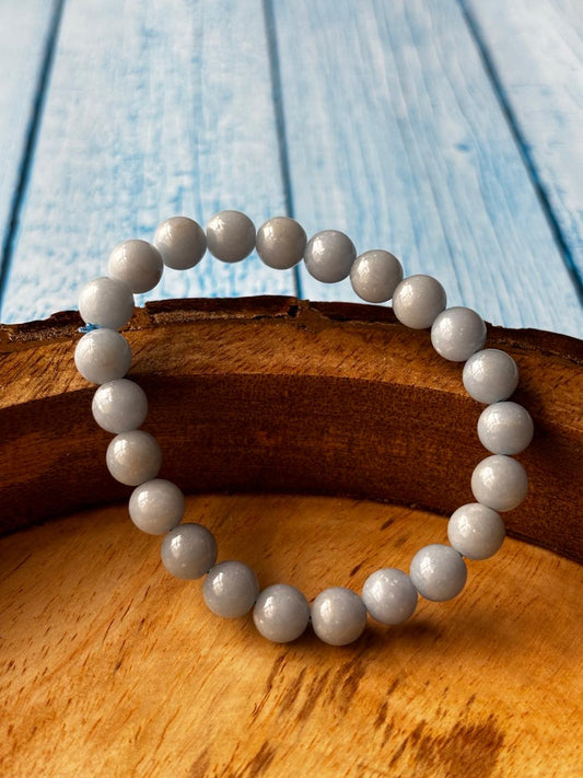 Angelite Round Bead Bracelets