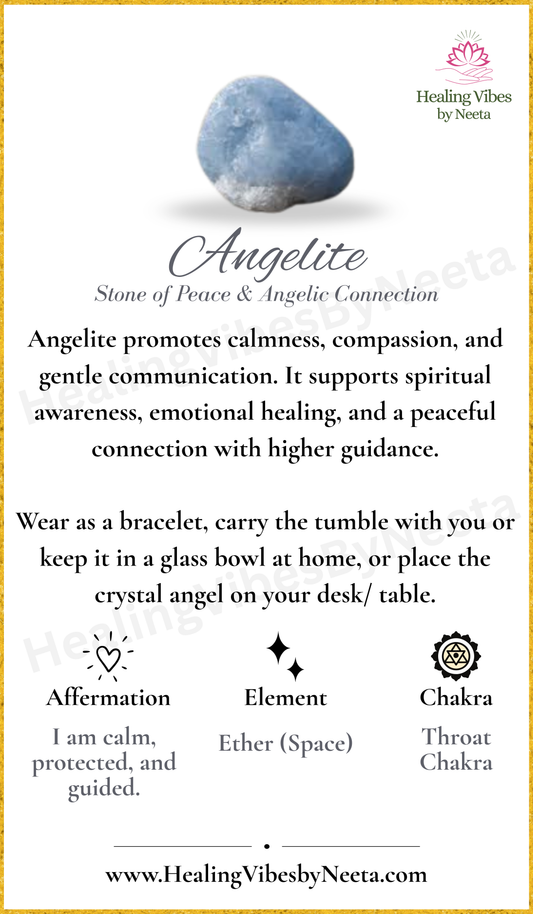 Angelite Round Bead Bracelets - Description Card