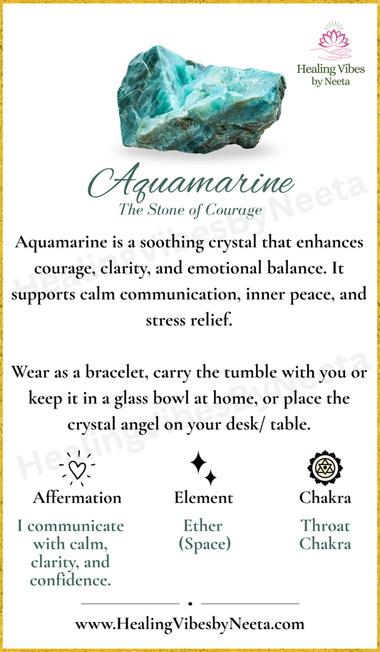 Aquamarine Round Bead Bracelets - Description Card