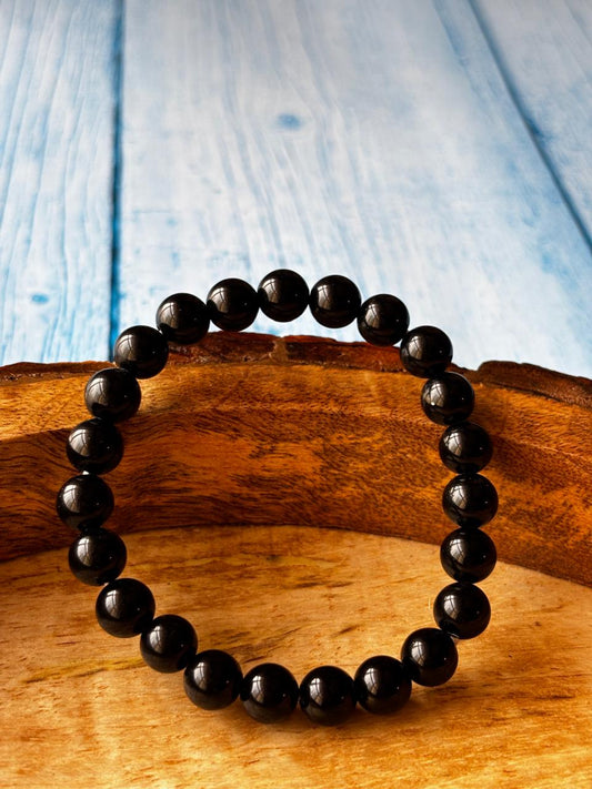 Black Tourmaline Round Bead Bracelets