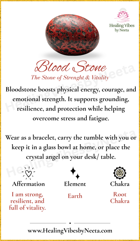 Blood Stone Round Bead Bracelets - Description Card