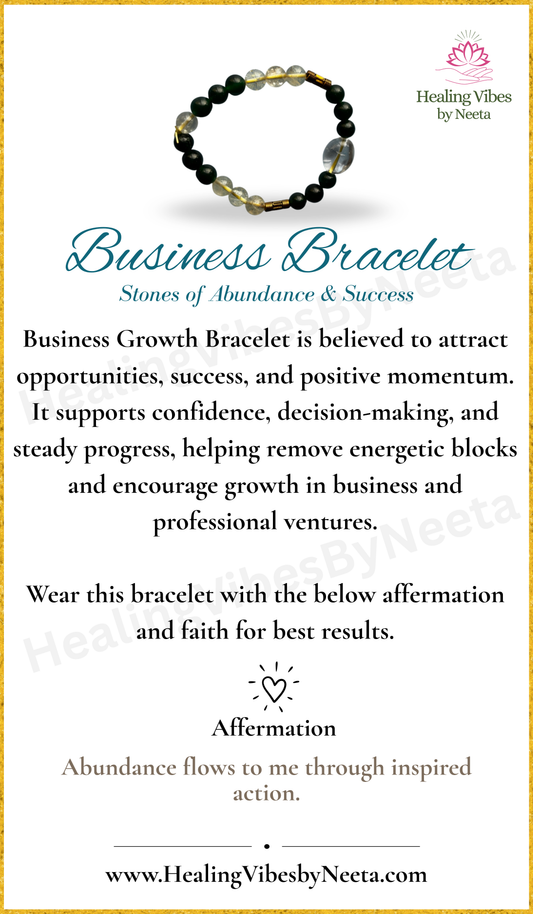 Business Growth Mixel  Round Bead Bracelets - Description Card