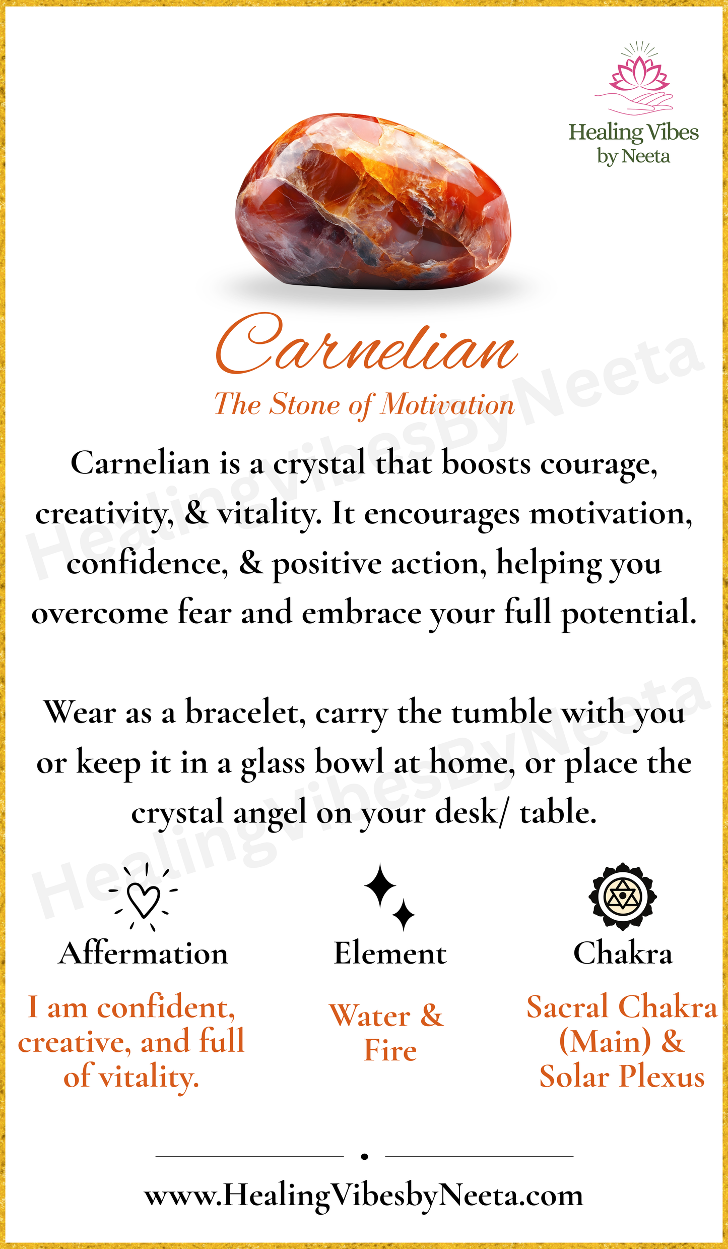Carnelian Tumble Stones - Description Card