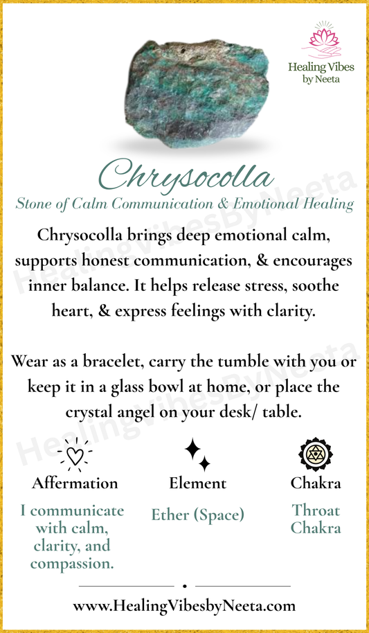 Chrysocolla Round Bead Bracelets - Description Card