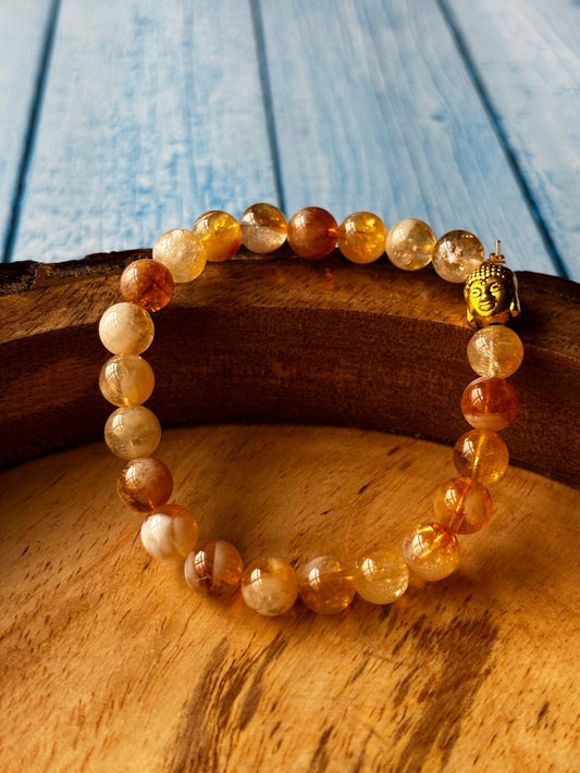 Citrine Round Bead Bracelets - Without Buddha