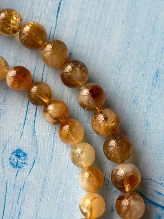 Citrine Round Bead Bracelets - With Buddha