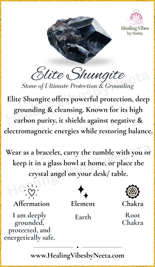 Elite Shungite Round Bead Bracelets - Description Card
