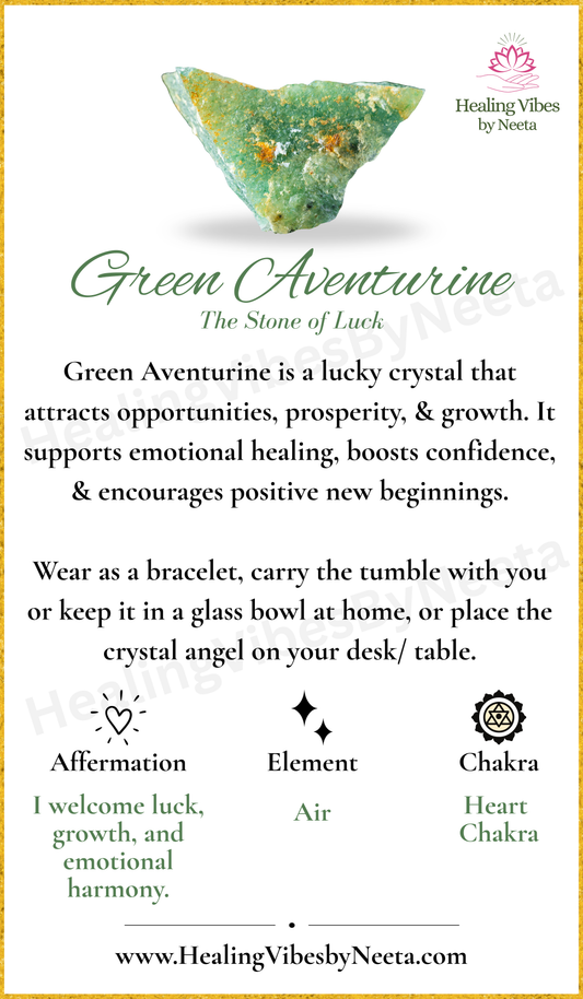 Green Aventurine Tumble Stones - Description Card