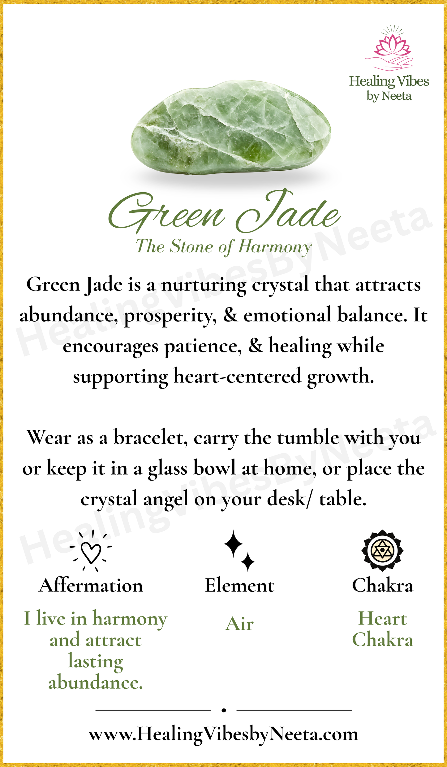Green Jade Angel - Description Card