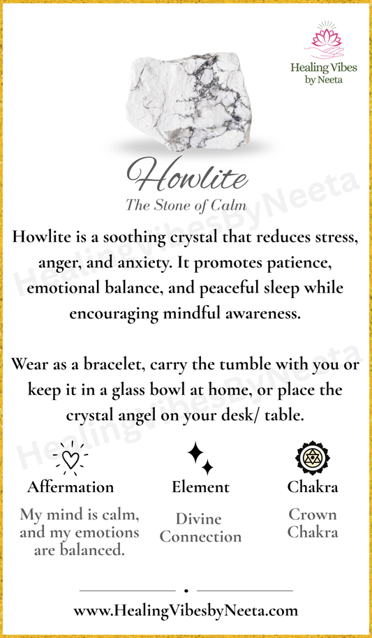 Howlite Round Bead Bracelets - Description Card