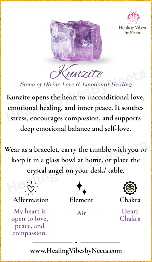 Kunzite Round Bead Bracelets - Description Card