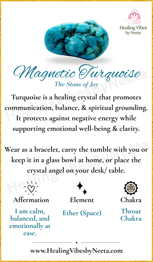 Magnetic Turquoise Round Bead Bracelets - Description Card