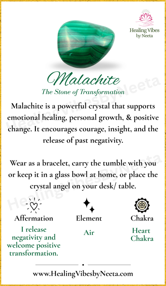 Malachite Round Bead Bracelets - Description Card