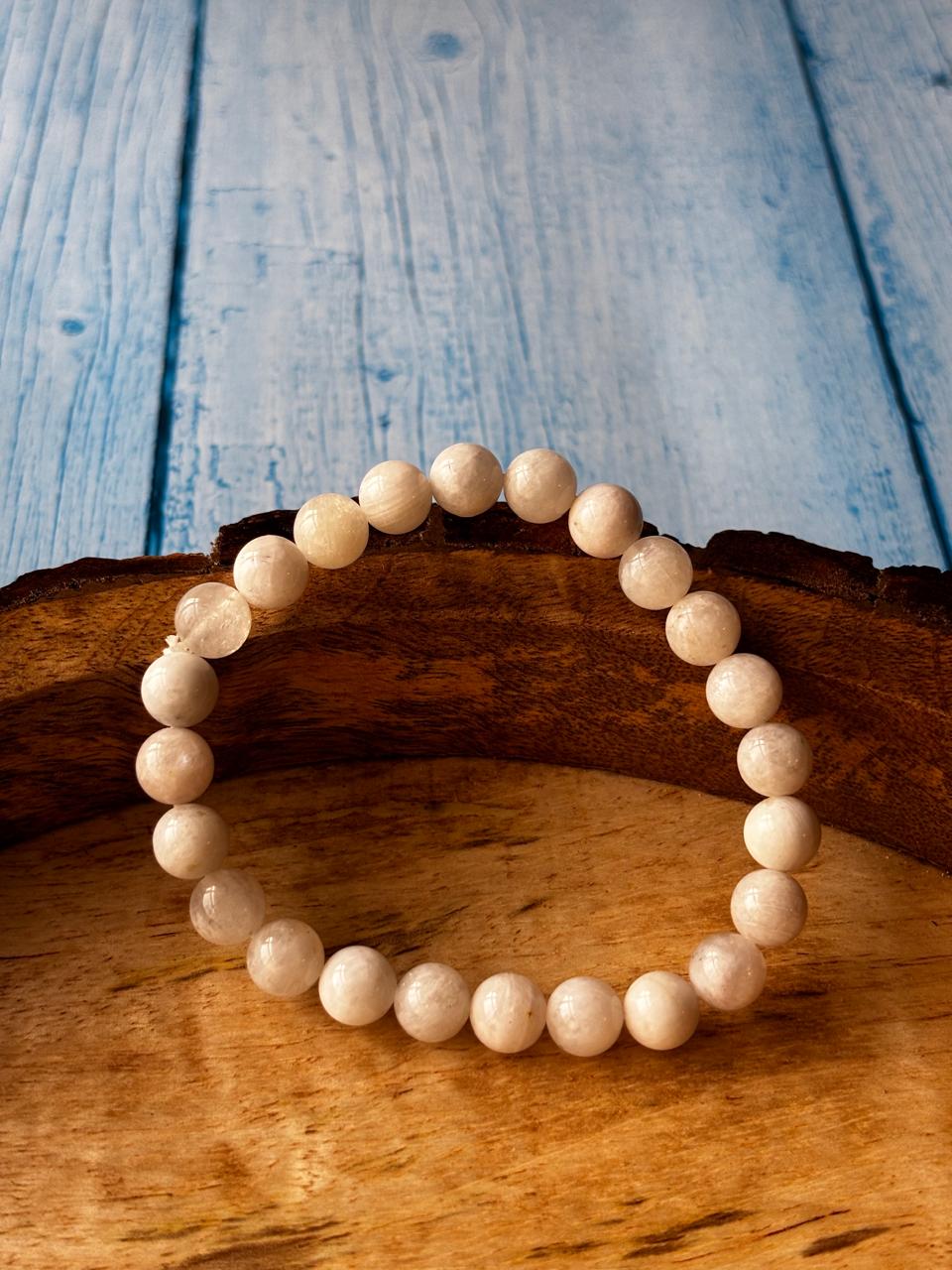 Moonstone Round Bead Bracelets - With Buddha