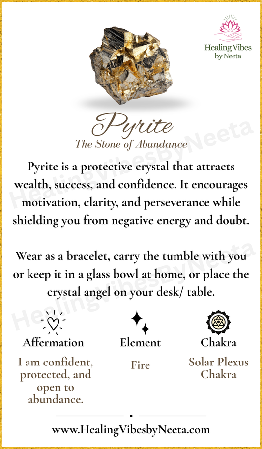 Pyrite Round Bead Bracelets - Description Card