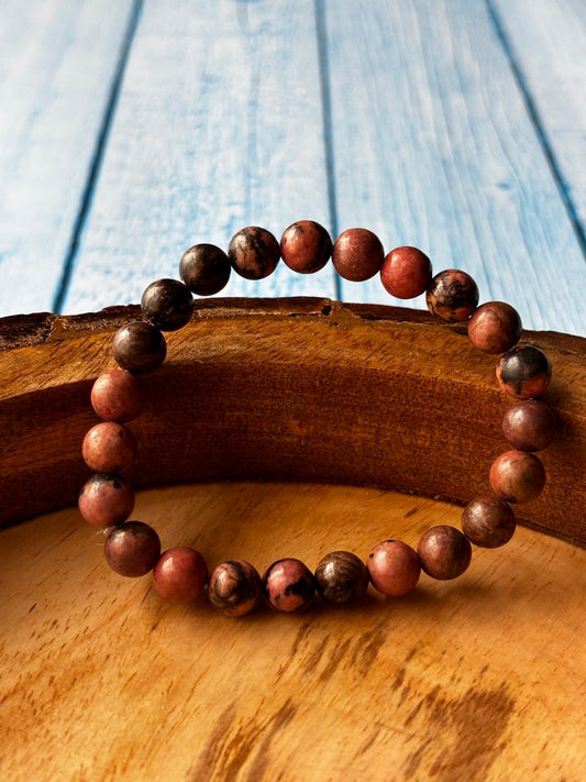 Rhodonite Round Bead Bracelets