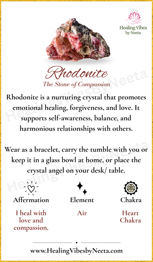 Rhodonite Round Bead Bracelets - Description Card