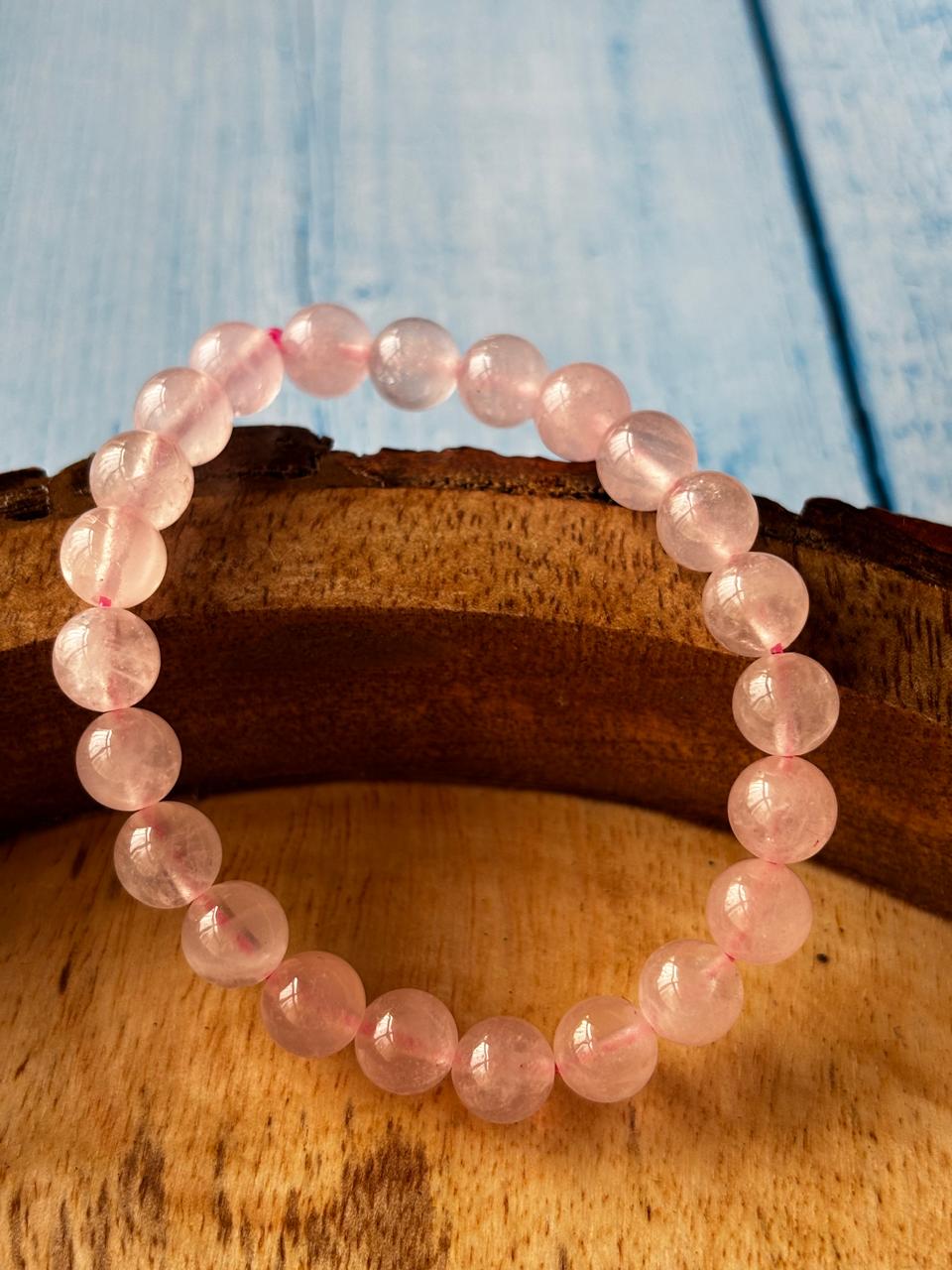 Rose Quartz Round Bead Bracelets - Without Buddha
