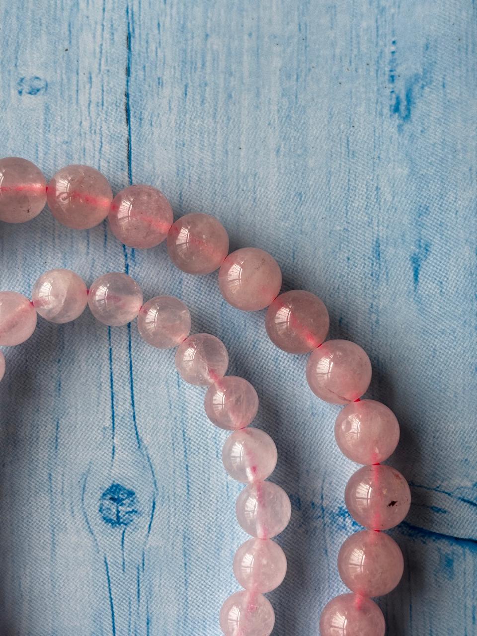 Rose Quartz Round Bead Bracelets - With Buddha
