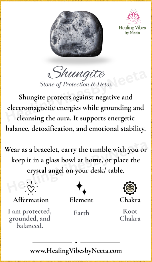 Shungite Round Bead Bracelets - Description Card