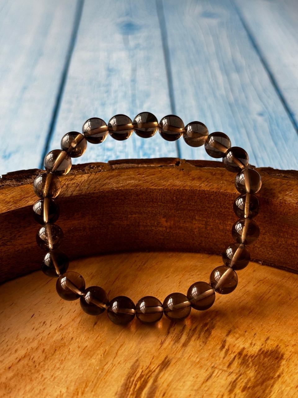 Smoky Quartz Round Bead Bracelets