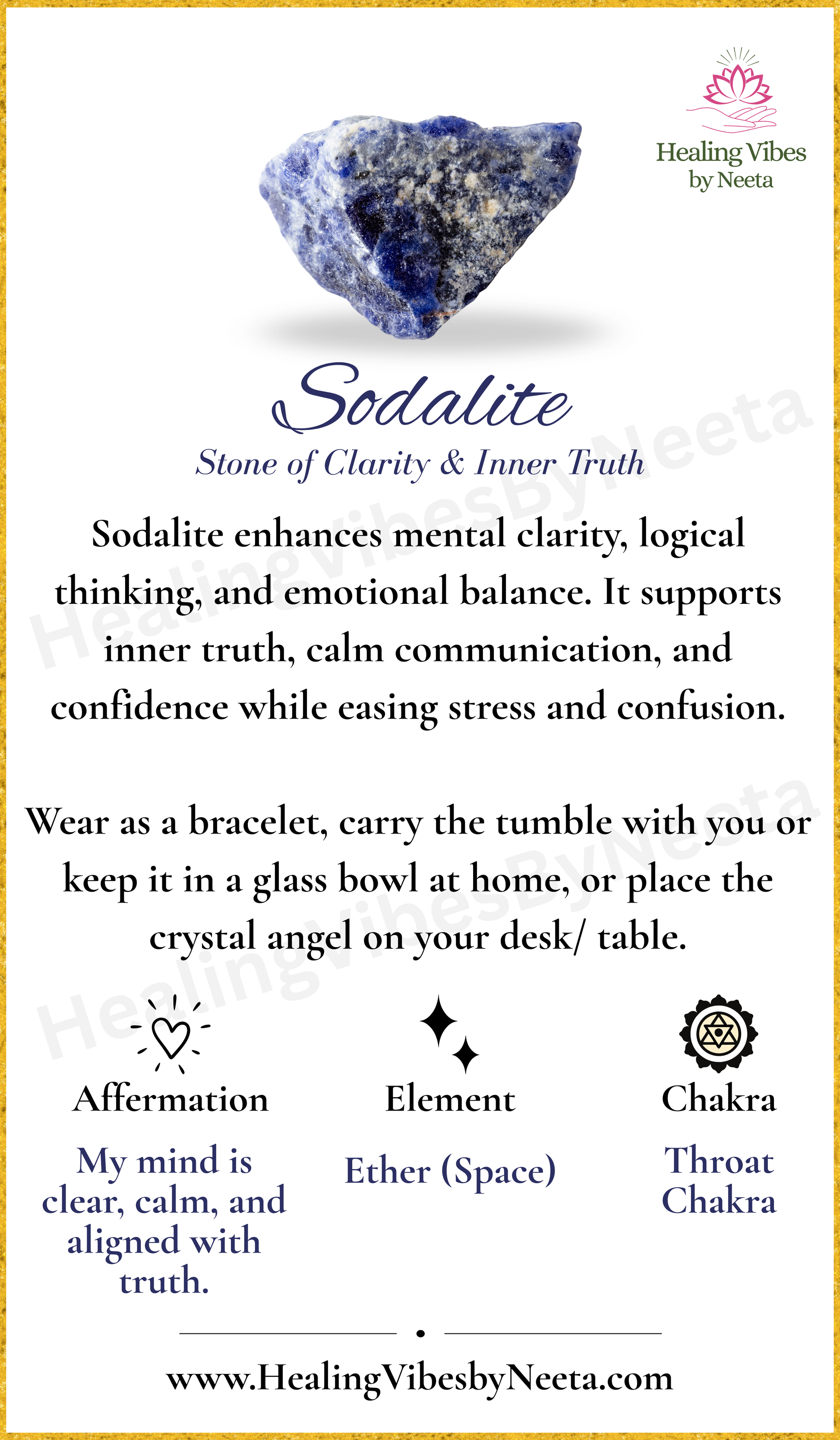 Sodalite Angel - Description Card