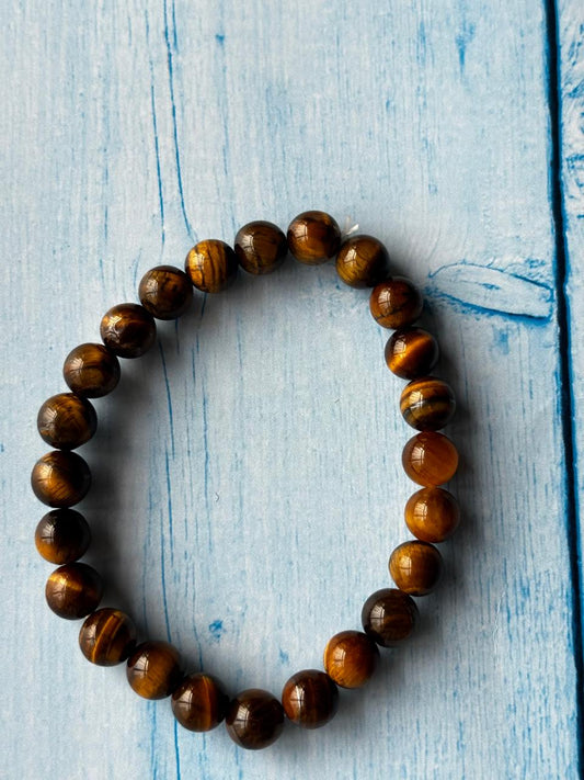 Tiger’s Eye Round Bead Bracelets - With Buddha