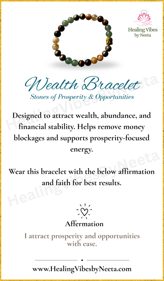 Wealth Mixel Bracelet Round Bead Bracelets - Description Card