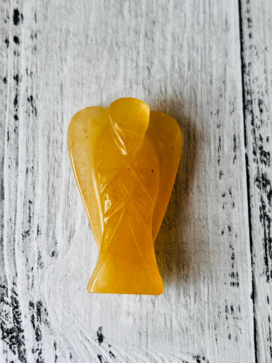 Yellow Aventurian Angel - With Buddha